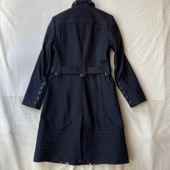 Womens Navy Blue Wool Trench Coat Peacoat Jacket Size Small S Made in Ukraine - Picture 9 of 16